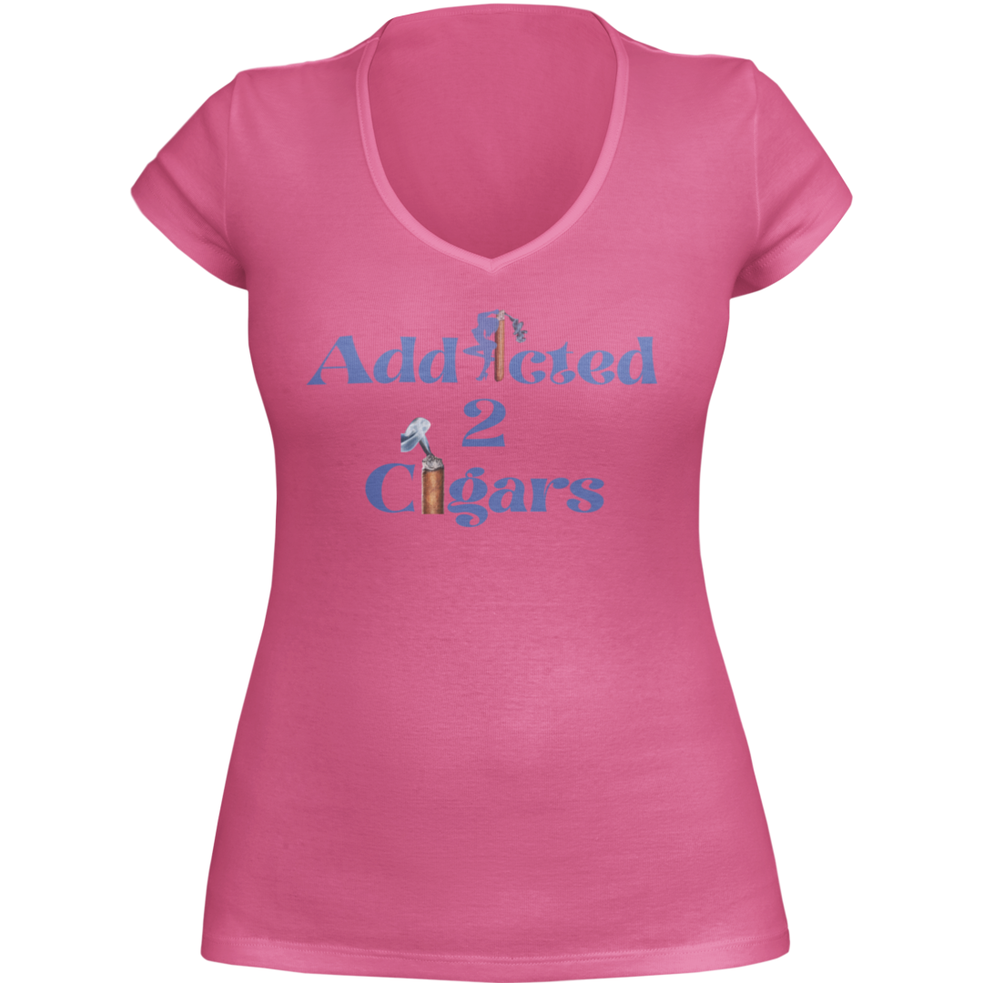 Addicted2Cigars Women Royal Blue Short Sleeve Last