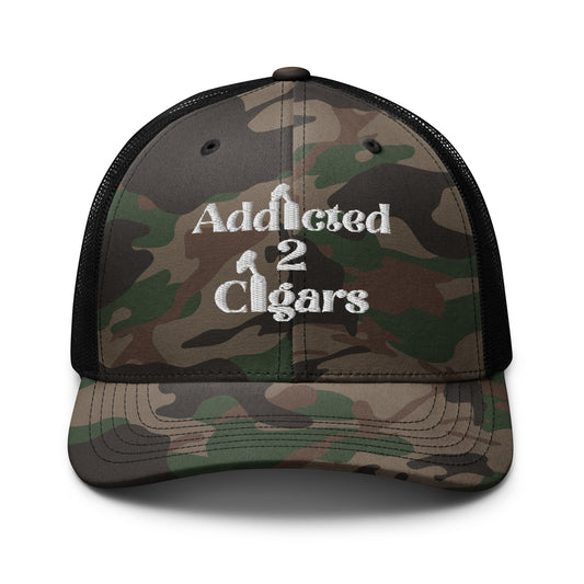 Addicted2Cigars Camouflage Embroidered  Trucker hat