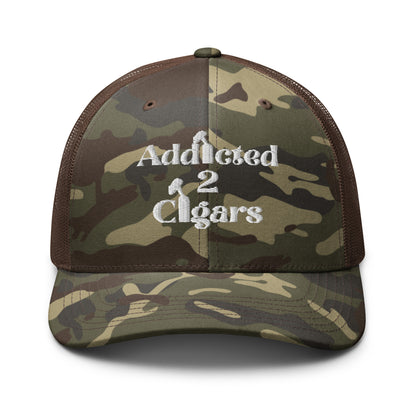 Addicted2Cigars Camouflage Embroidered  Trucker hat