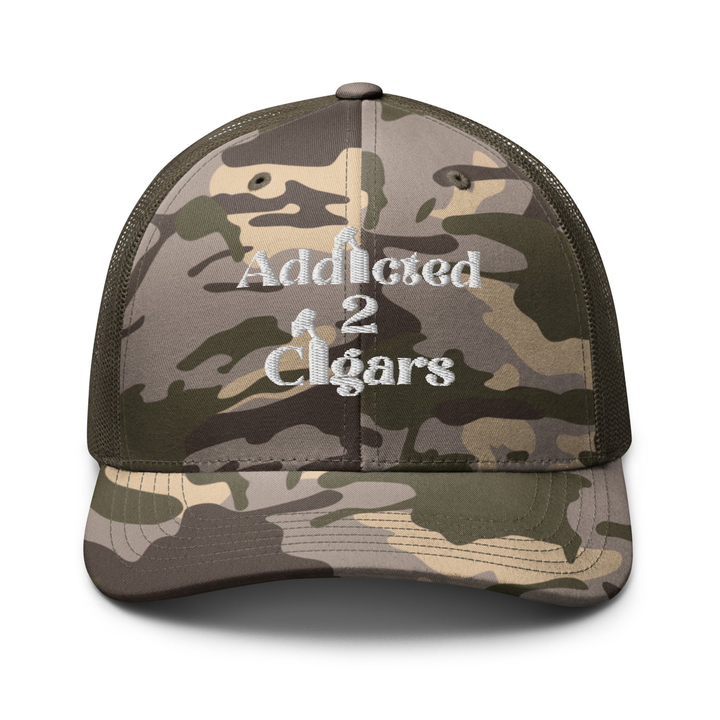 Addicted2Cigars Camouflage Embroidered  Trucker hat