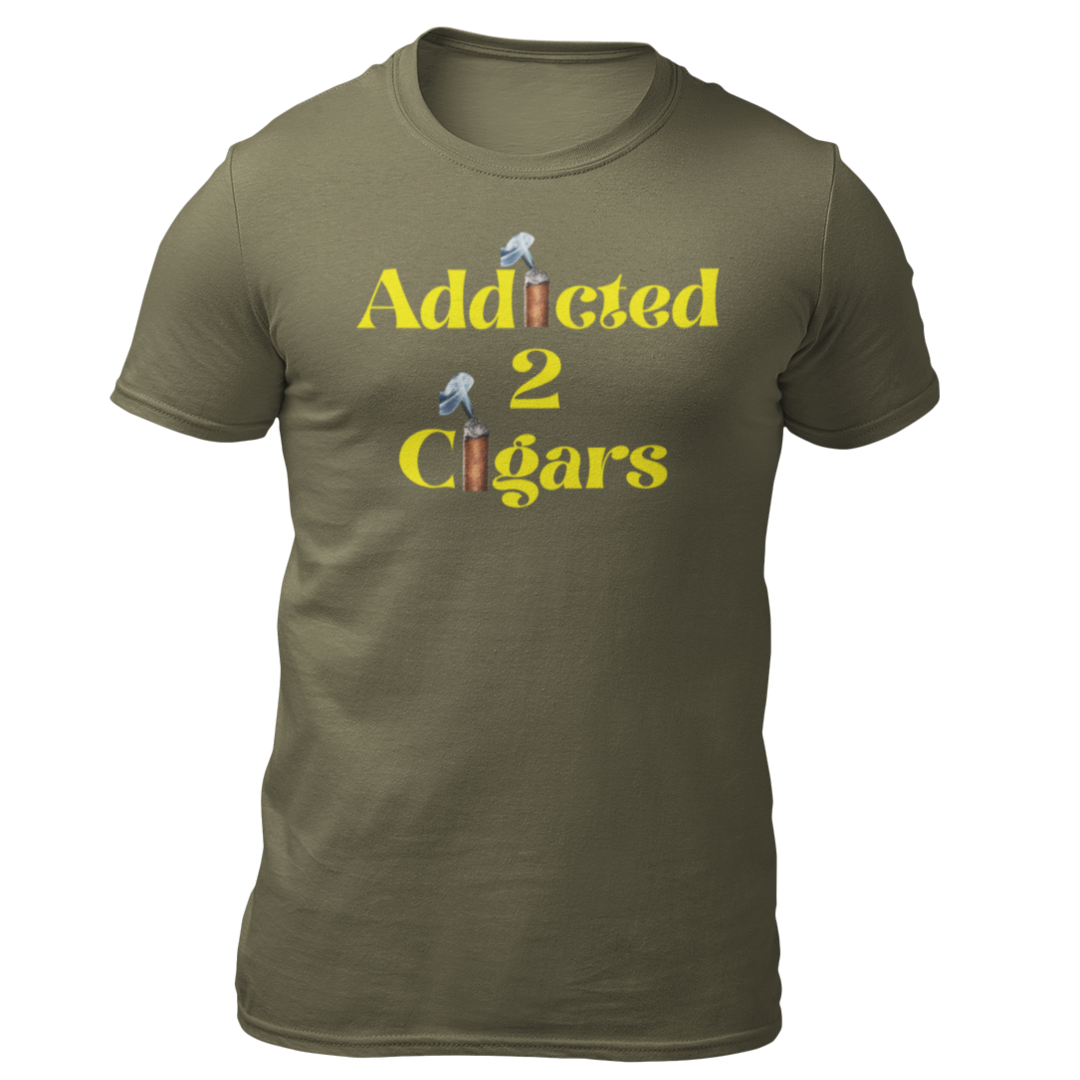 Addicted2Cigars Men Short Sleeve Yellow